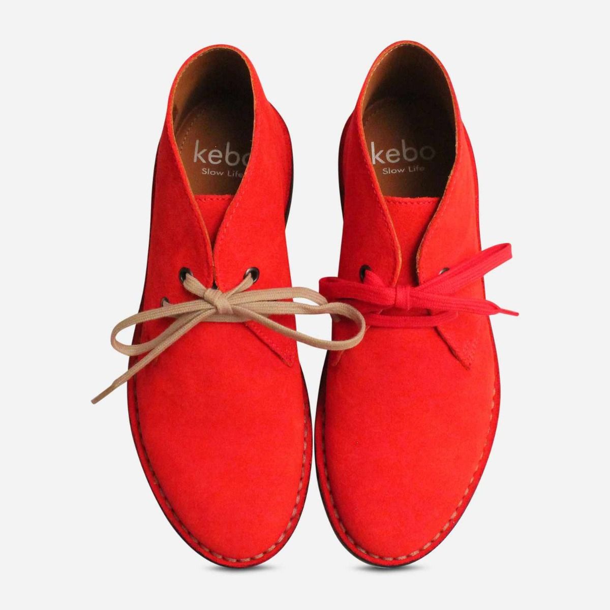 Berry Red Suede Womens Italian Desert Boots