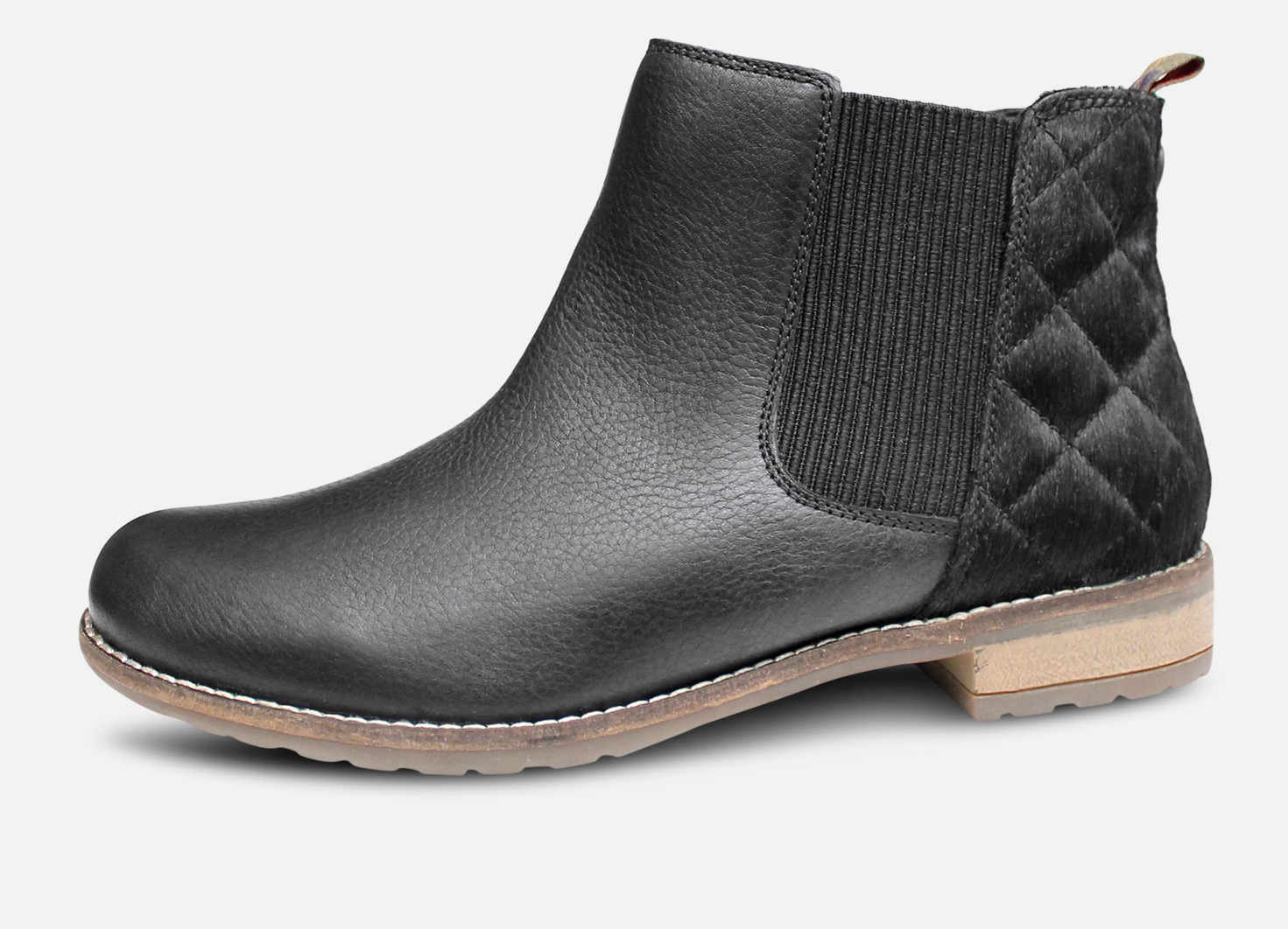 Barbour Abigail Black Pony Skin Quilted Chelsea Boots