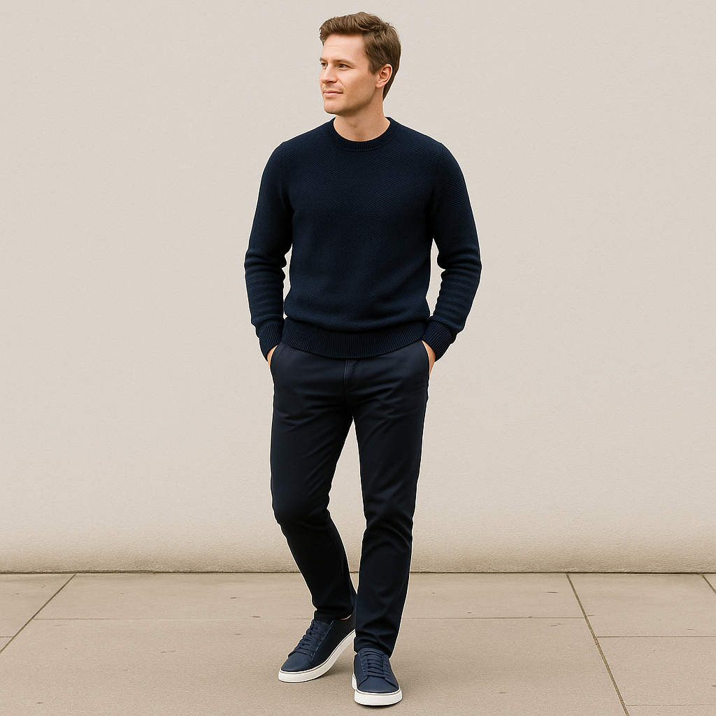 Anatomic Comfort Lace Up Training Shoes in Navy Blue Leather