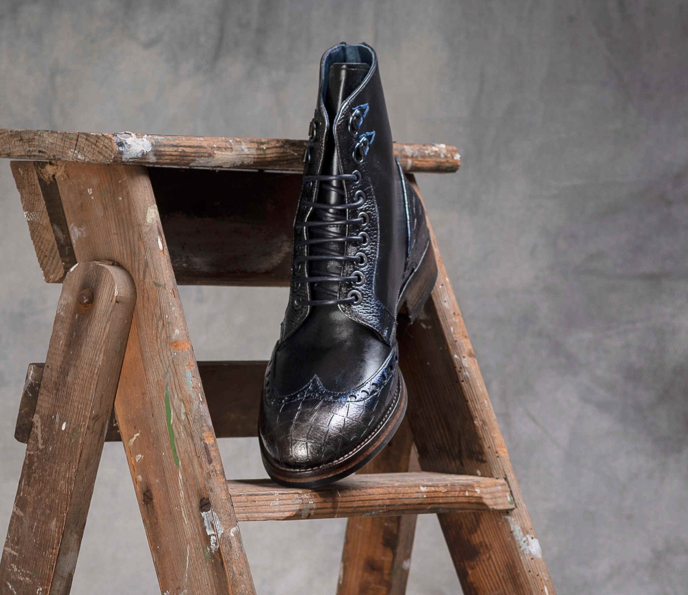 Dark Grey Metallic Ladies Italian Lace & Zip Boots