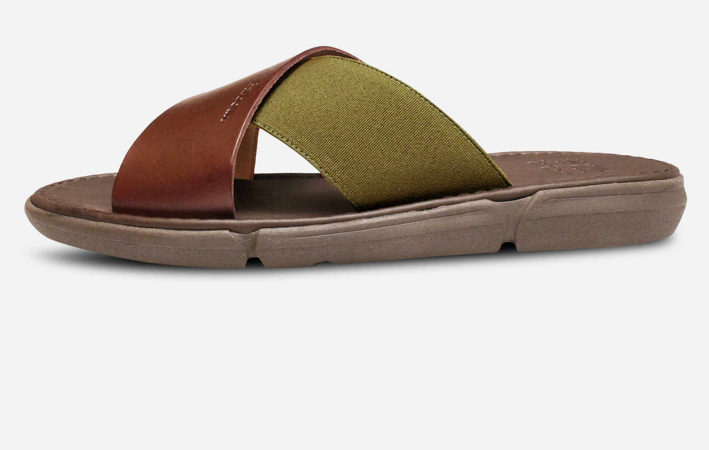 Barbour Designer Crossover Sandals in Olive Green & Brown