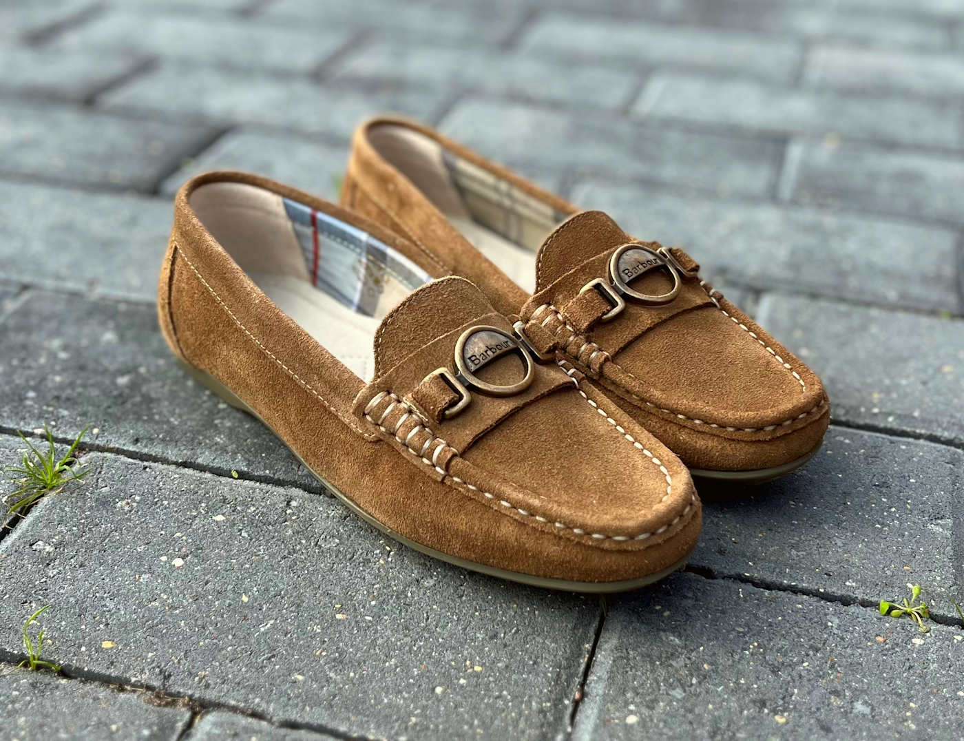 Barbour Olive Taupe Suede Designer Womens Flat Loafer