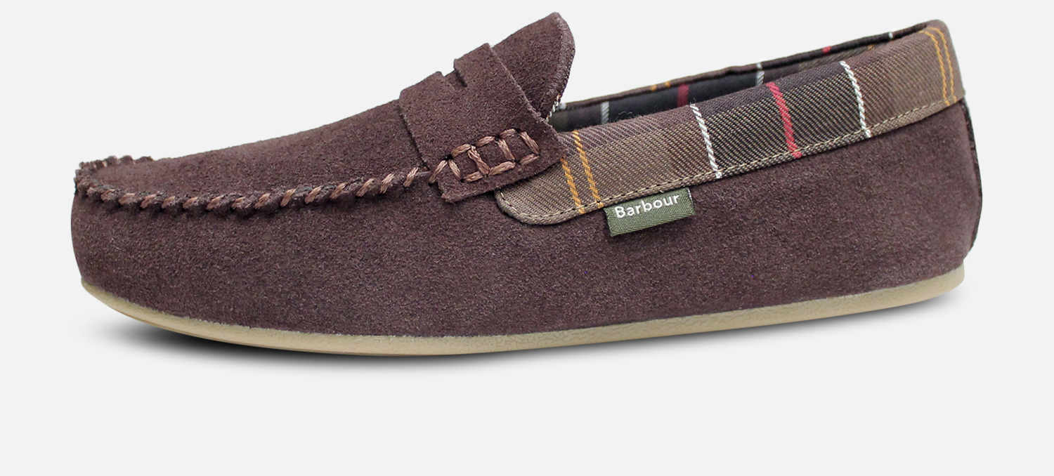 Barbour Mens Indoor Slippers in Ashworth Brown Suede MSL0006BR51