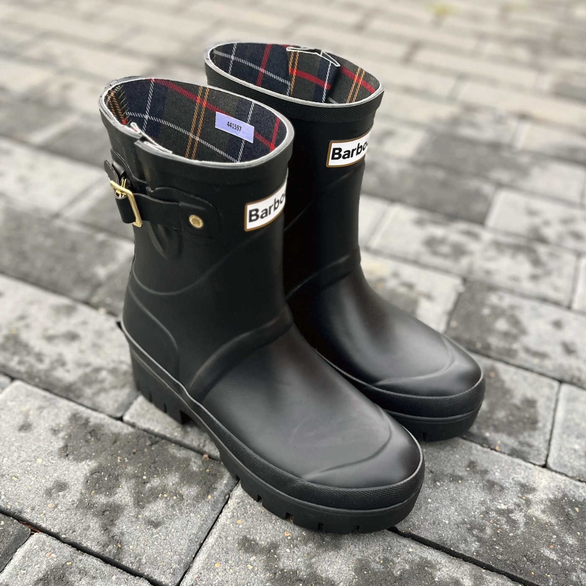Barbour Raelynn II Black Waterproof Gold Buckle Welly Boot