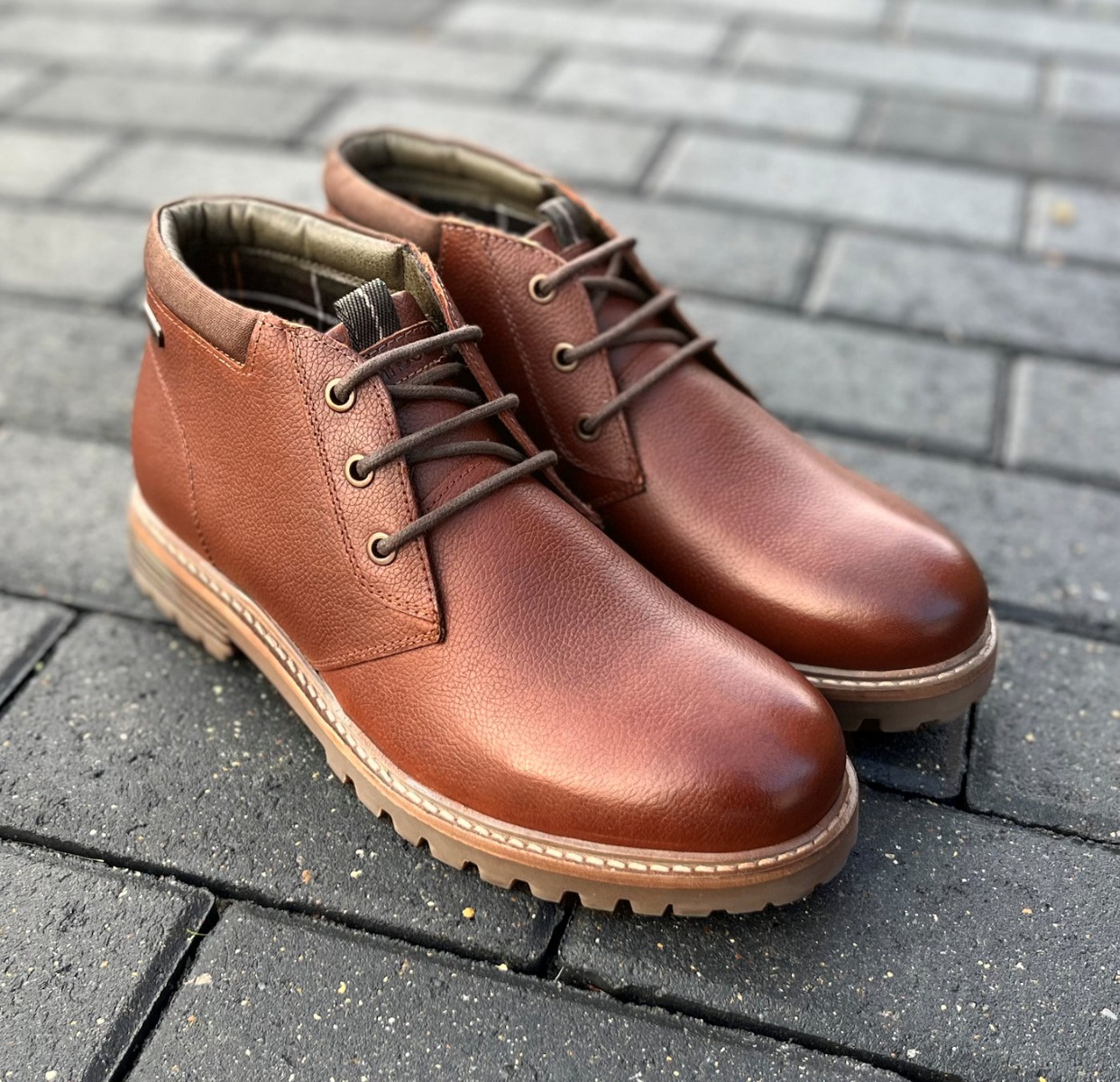 Barbour Designer Brown Leather Mens Lace Up Chukka Boot