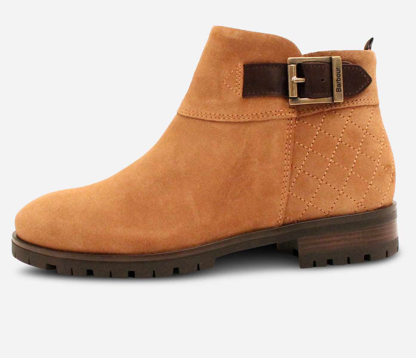 Barbour Light Brown Suede Designer Quilted Zip Boots