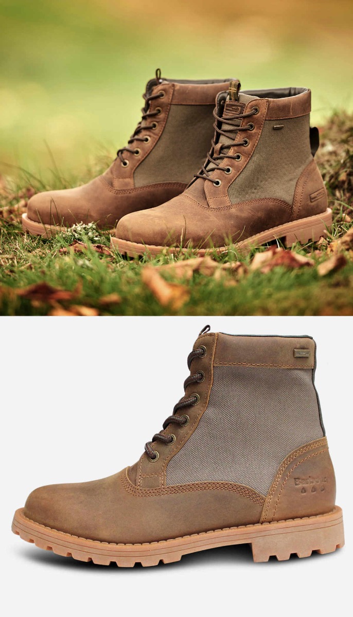 Barbour Waxy Brown & Olive Designer Walking Boots