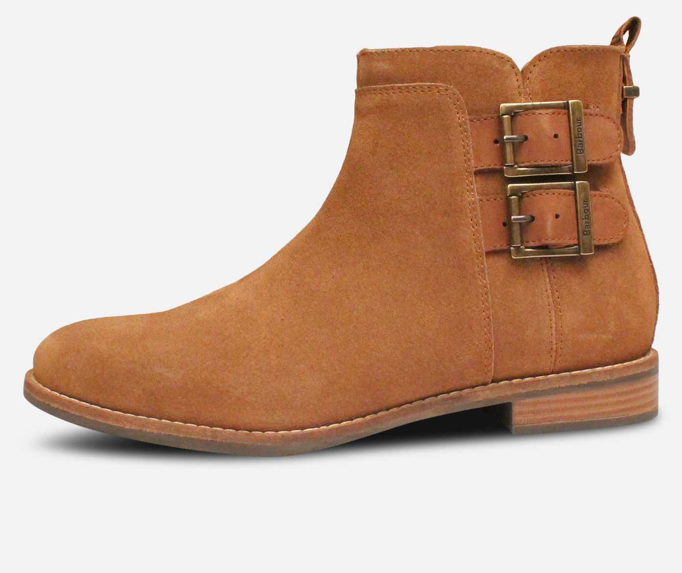 Barbour Double Buckle Cornbury II Zip Boots in Brown Suede