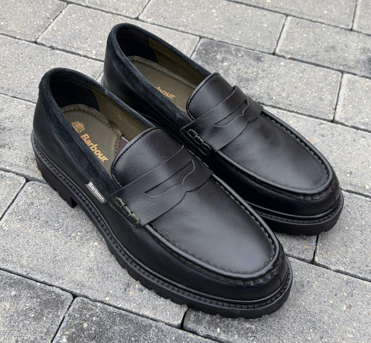 Barbour Black Designer Penny Loafer Rubber Soled Shoes