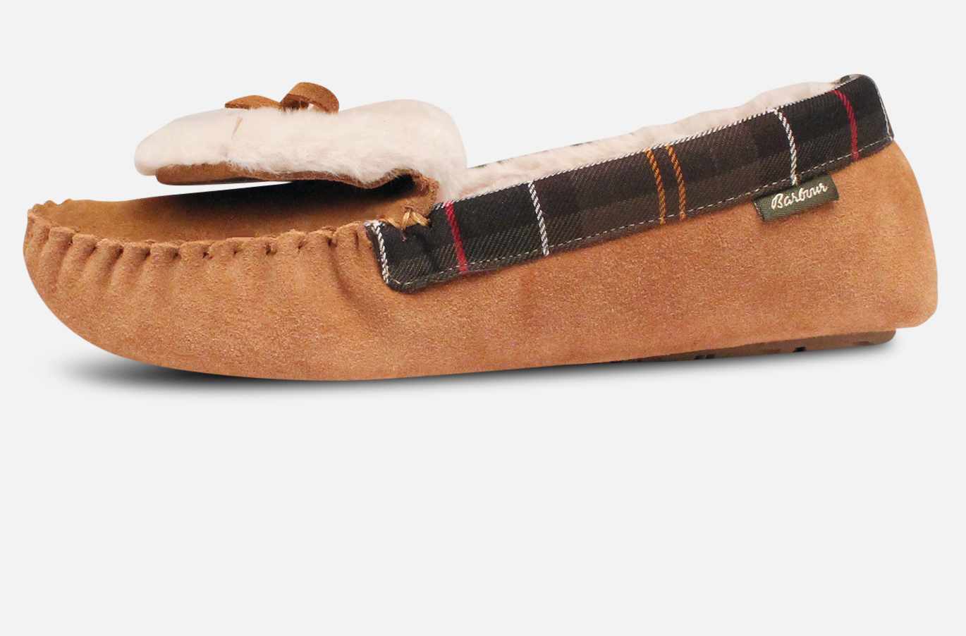 Barbour Womens Designer Darcie Slippers in Tan Suede