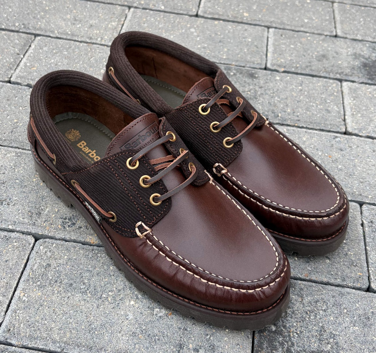 Barbour Dark Brown Waxy Corduroy Designer Boat Shoes