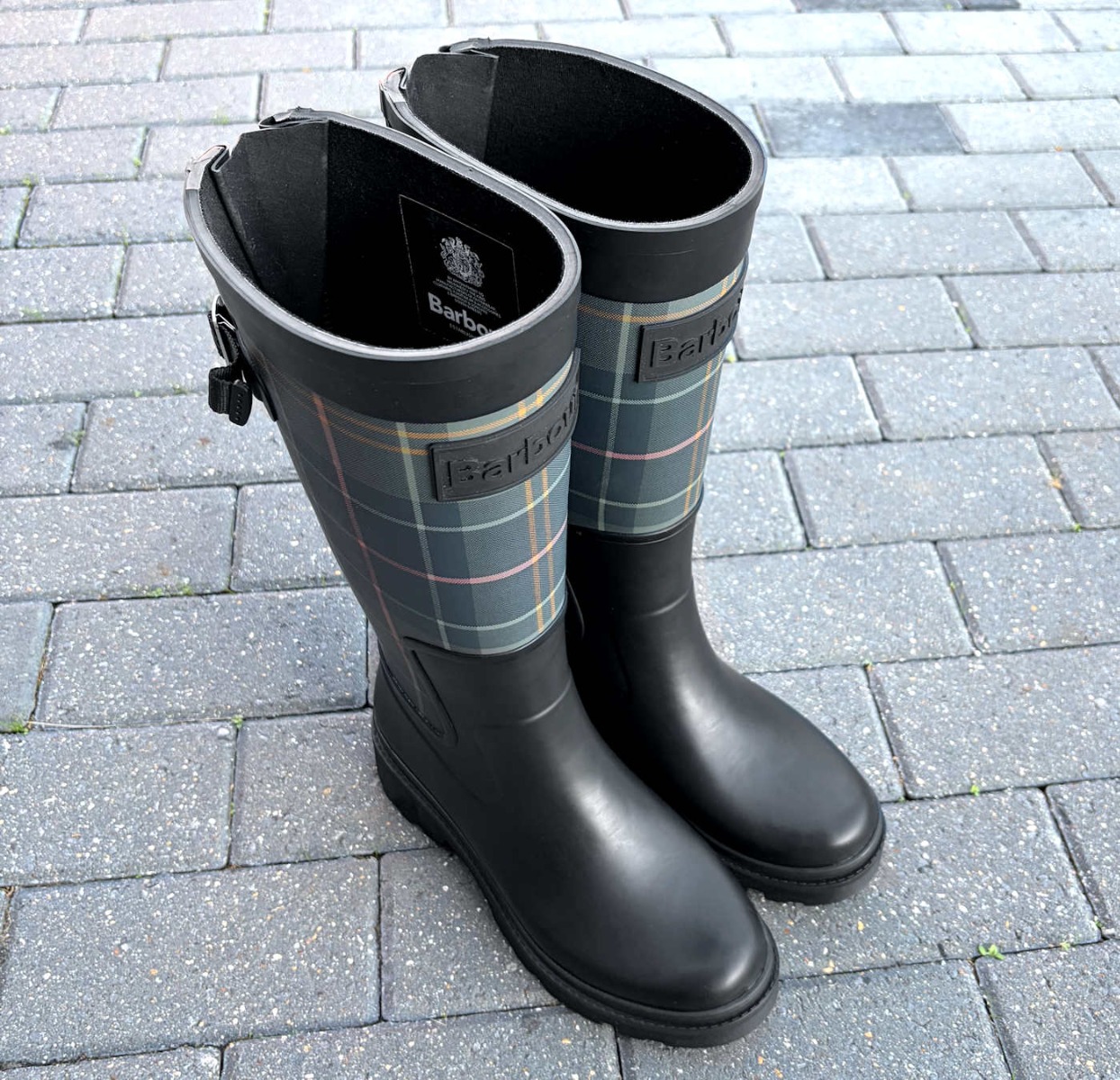 Barbour Dena II Designer Wellington Boots in Black Tartan