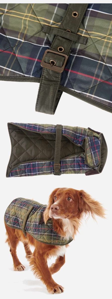 Barbour Luxury Quited Olive Tartan Dog Coat