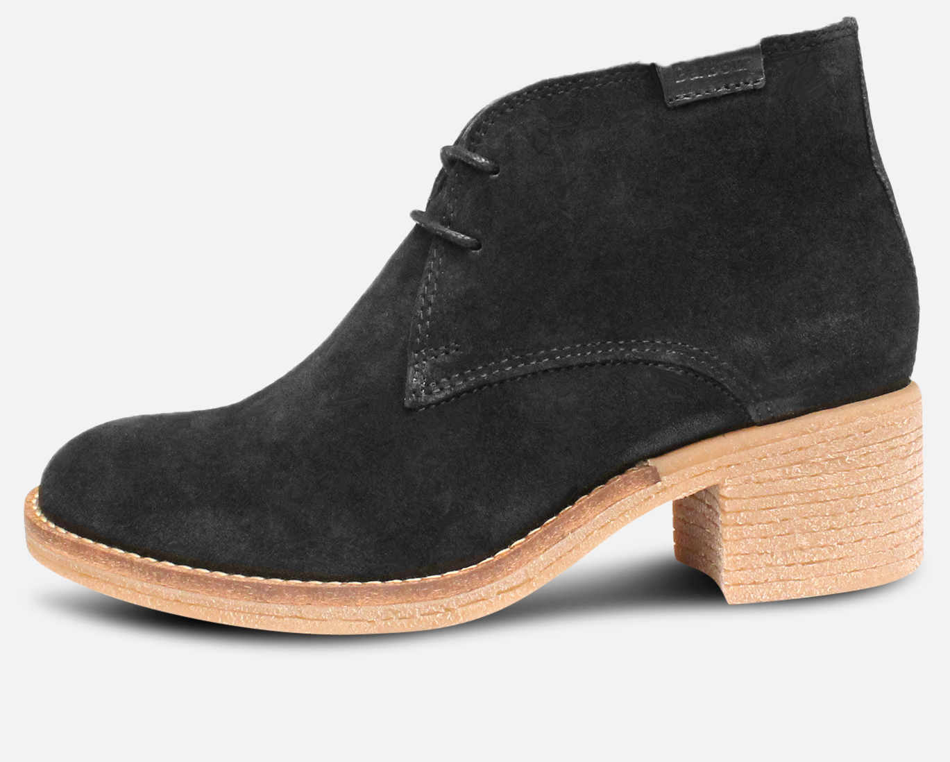 Barbour Edele III Black Suede Lace Up Heeled Boots