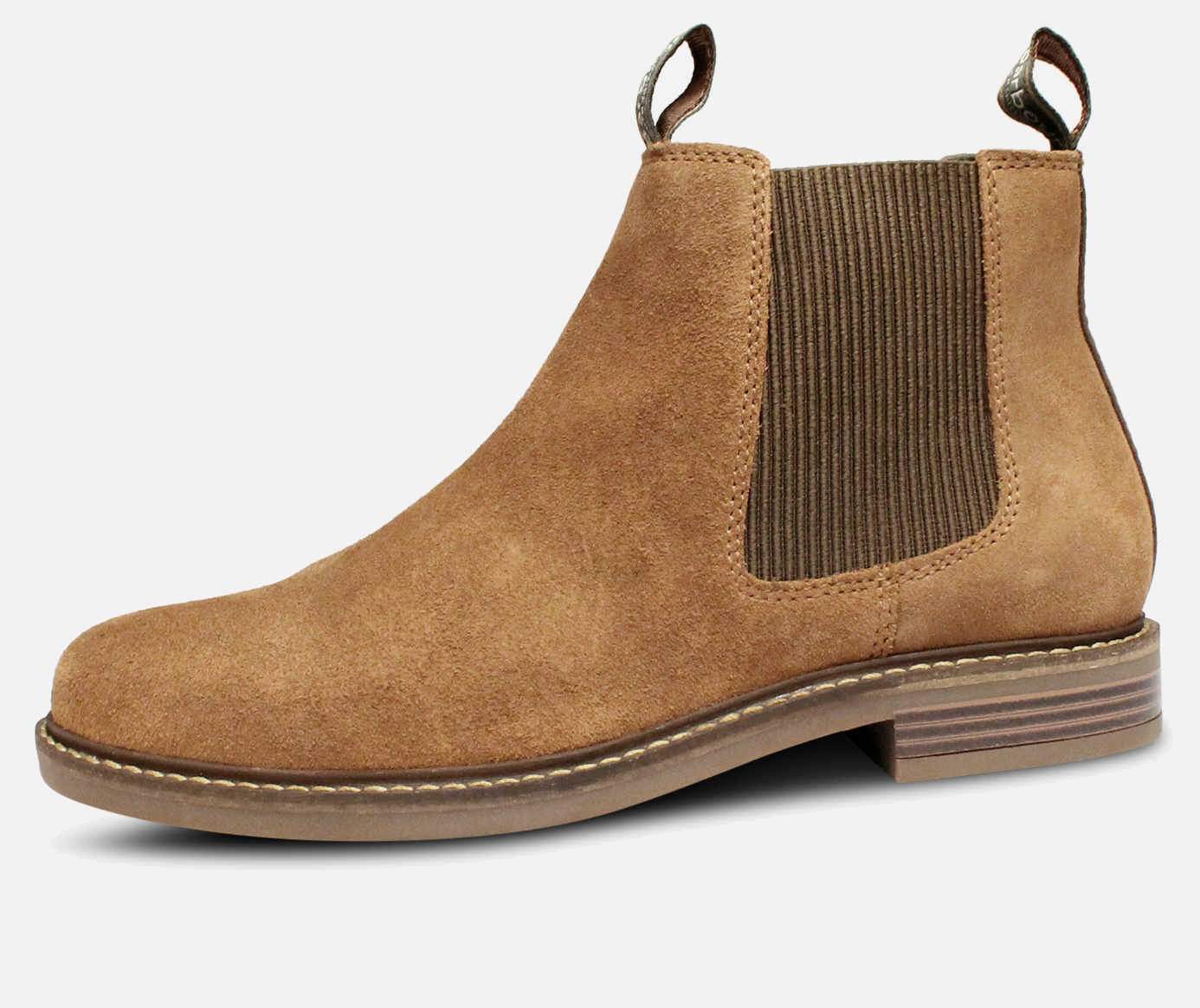Barbour Taupe Suede Farsley Chelsea Boots with Rubber Sole