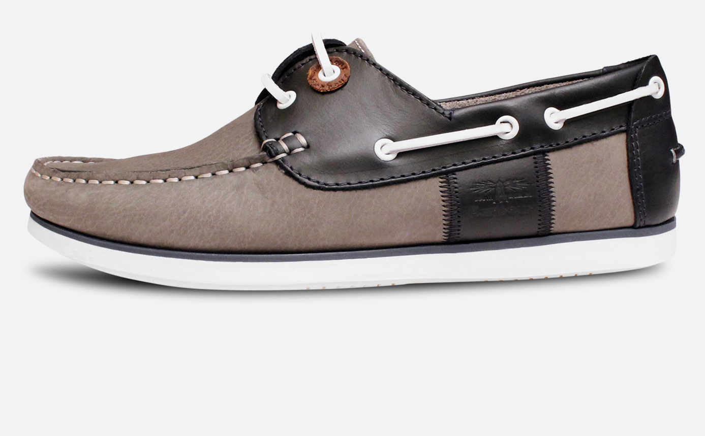 Barbour Grey & Navy Premium Capstan Boat Shoes