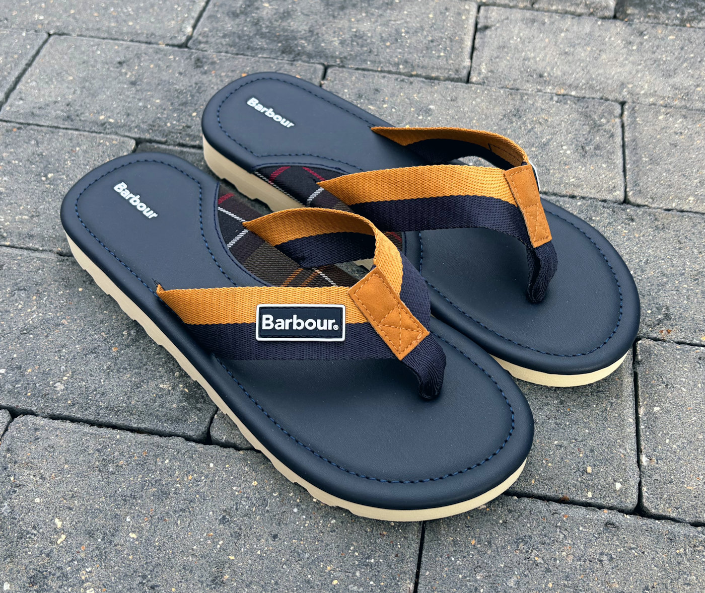 Barbour Mens Designer Flip Flop Sandals in Navy Blue