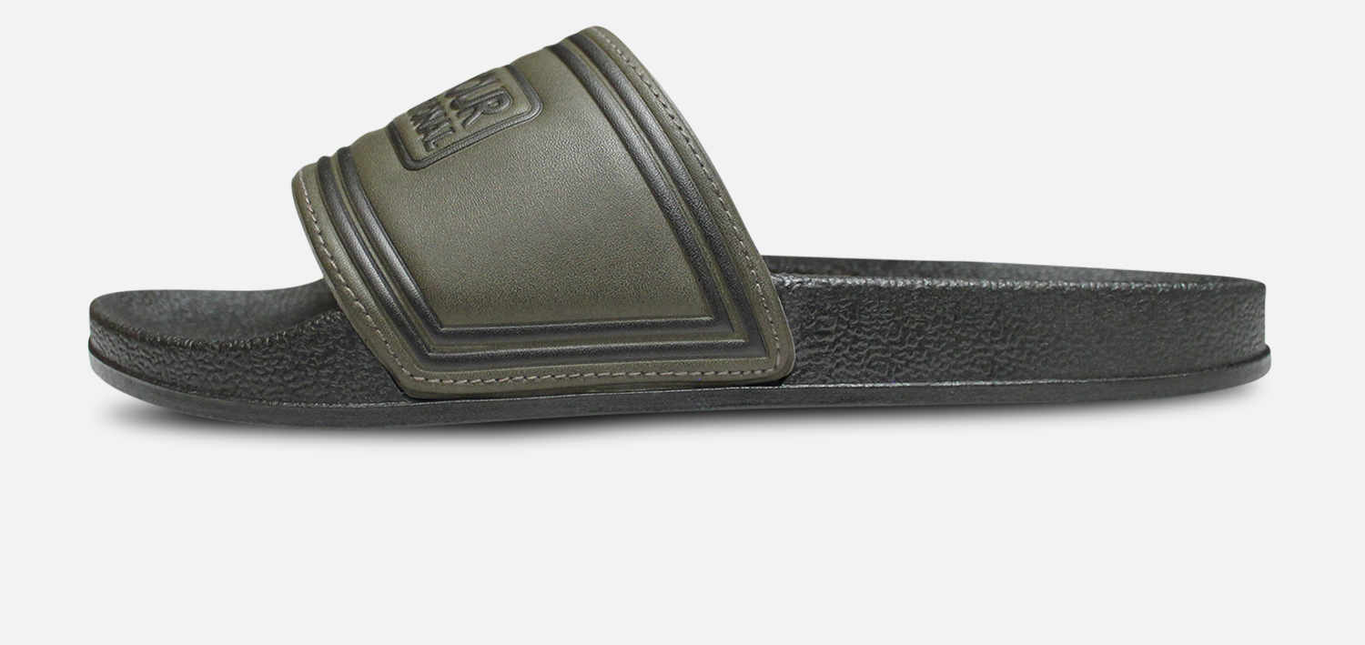 Barbour International Black & Olive Green Pool Slides