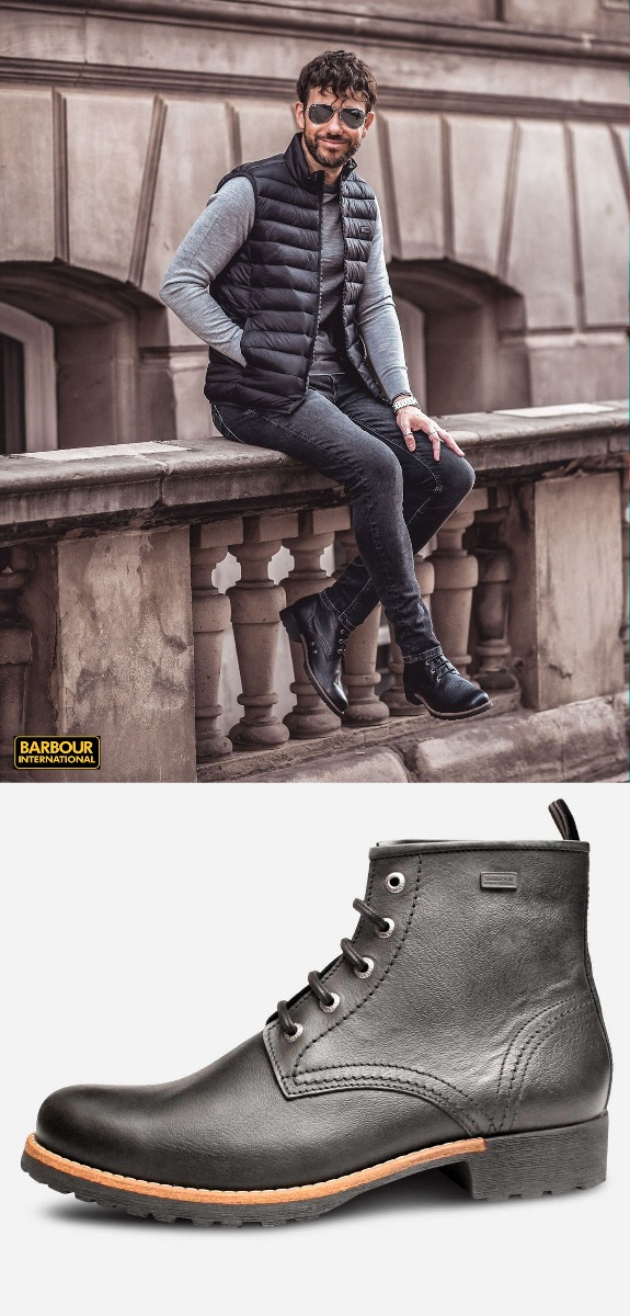Barbour International Premium Black Dredd Lace Up Boots
