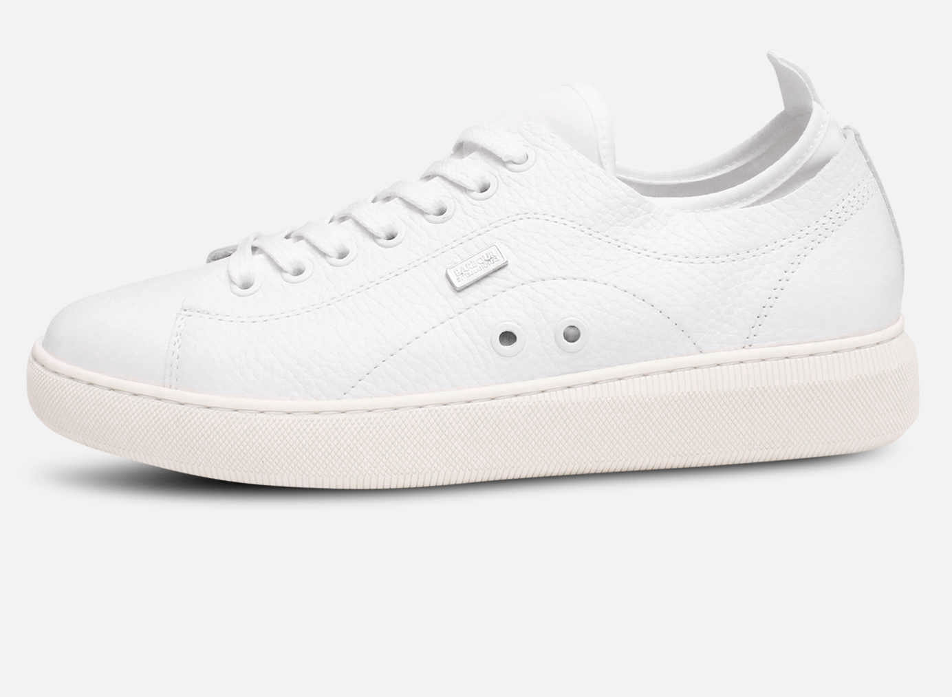 Barbour International Premium Cupsole Trainers in White Leather
