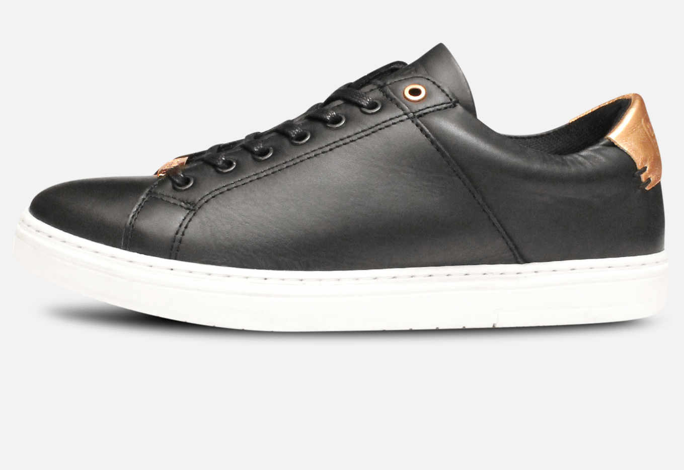 Barbour International Herrera Black Rose Gold Shoes White Sole