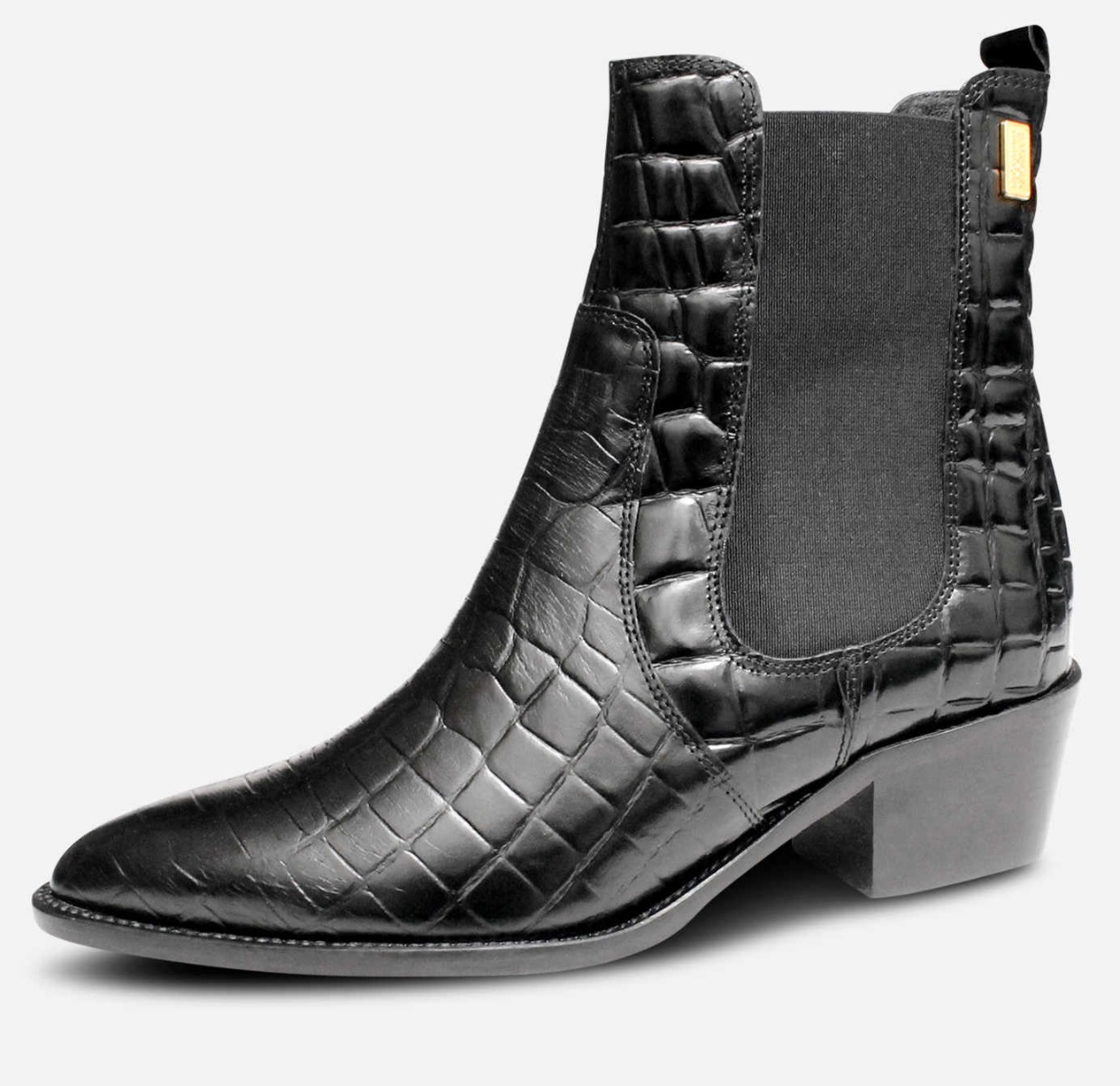 Barbour International Black Croc Printed Chelsea Boots