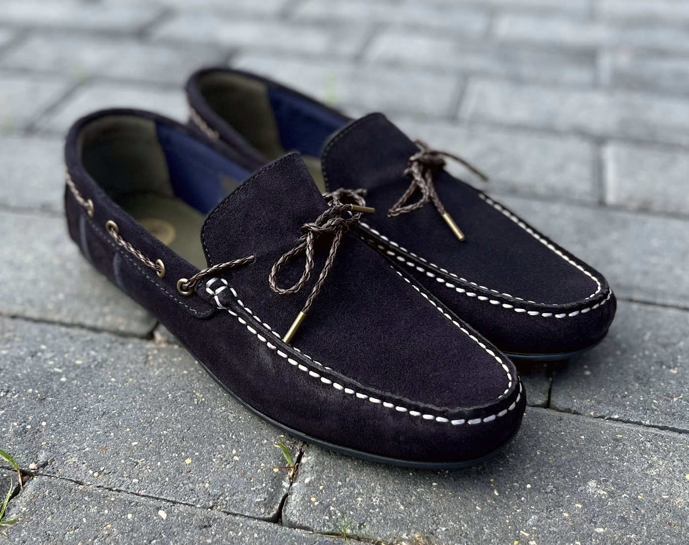 Barbour Dark Navy Blue Suede Driving Shoe Moccasins