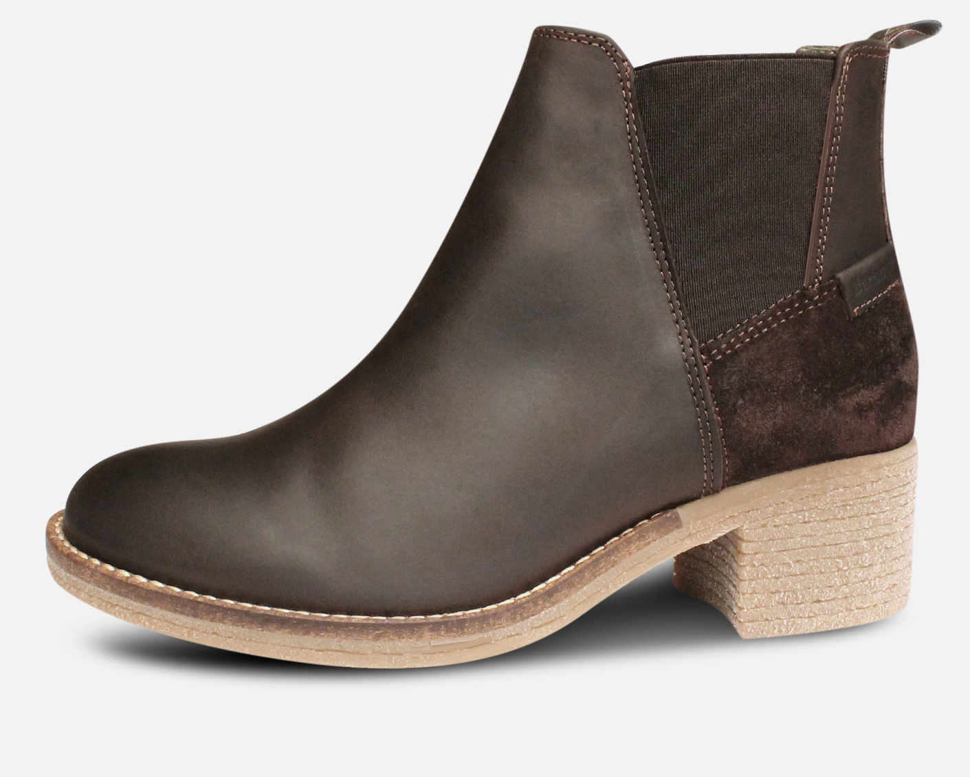 Barbour Heeled Keren Ankle Chelsea Boots in Waxy Dark Brown