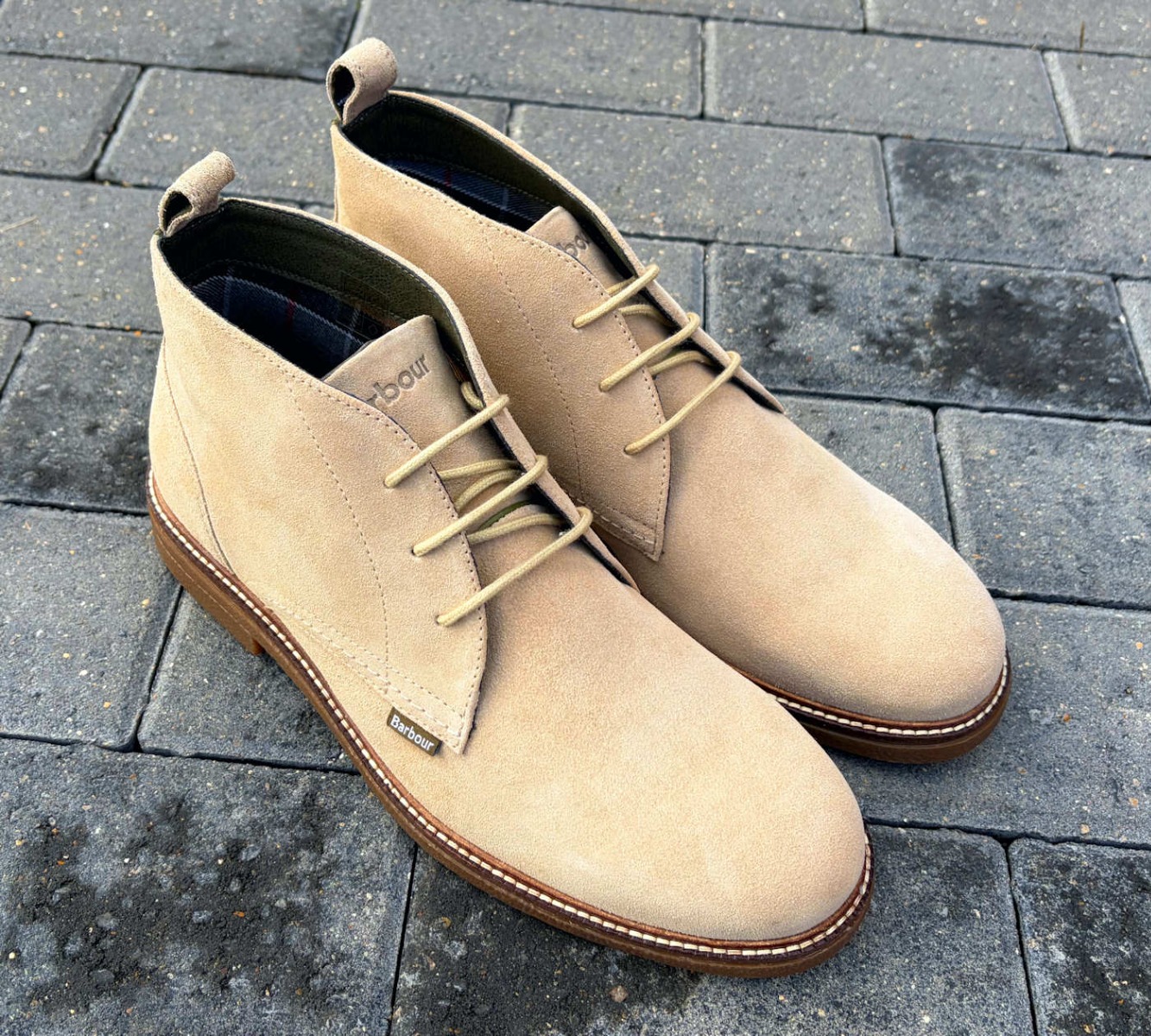 Barbour Designer Chukka Boots in Beige Desert Suede