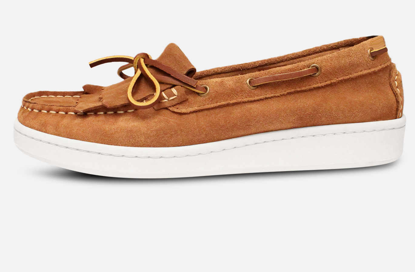 Barbour Light Brown Suede Klara Loafers with White Sole