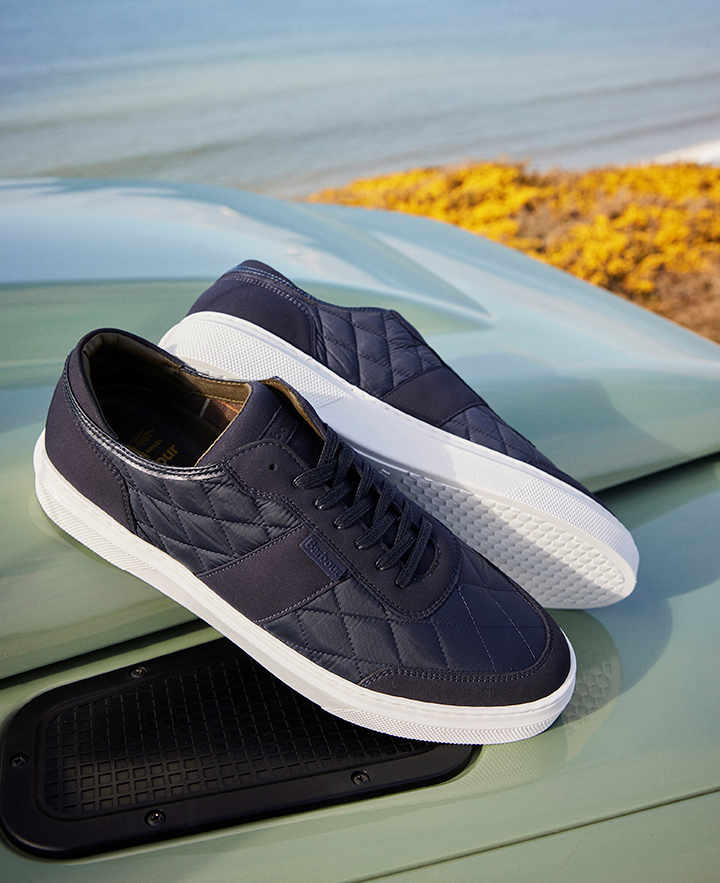 Barbour Luxury Navy Blue Quilted Training Shoe Sneakers
