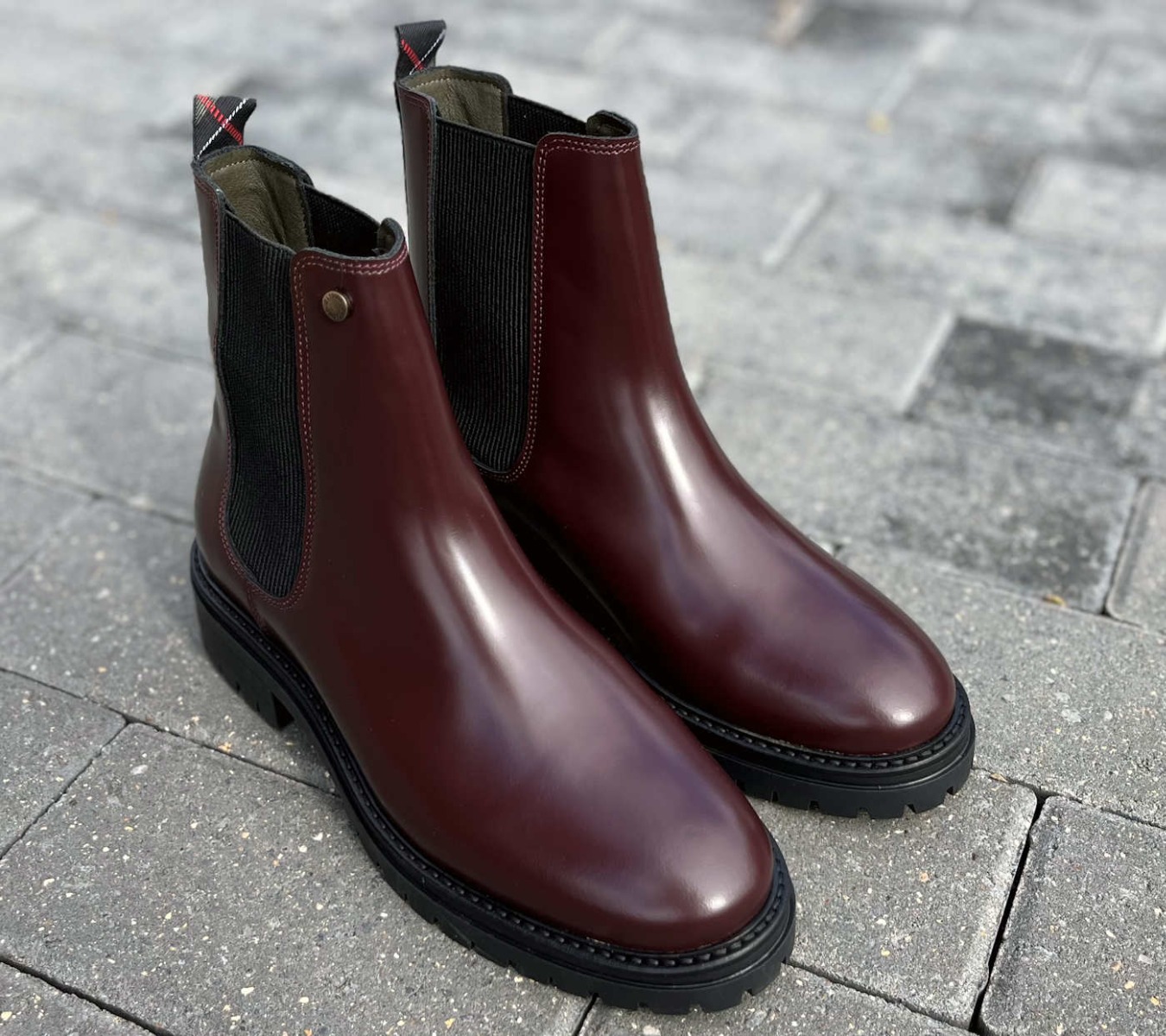 Barbour Designer Cherry Polished Leather Chelsea Boots