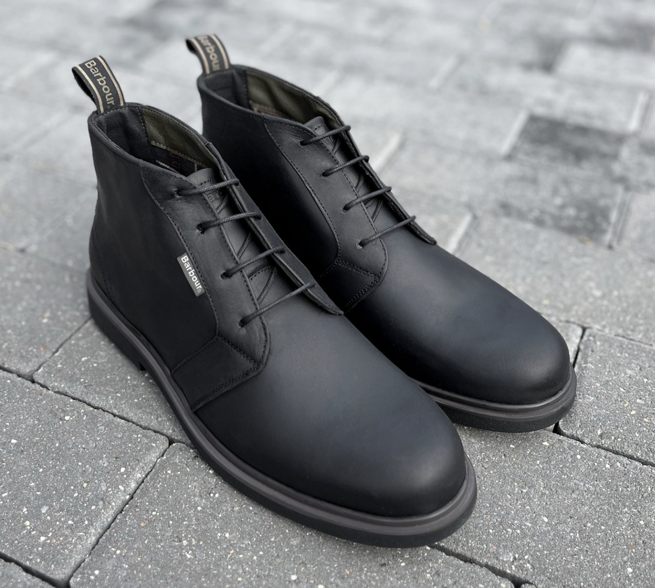 Barbour Waxy Black Meays II Boots with Rubber Sole