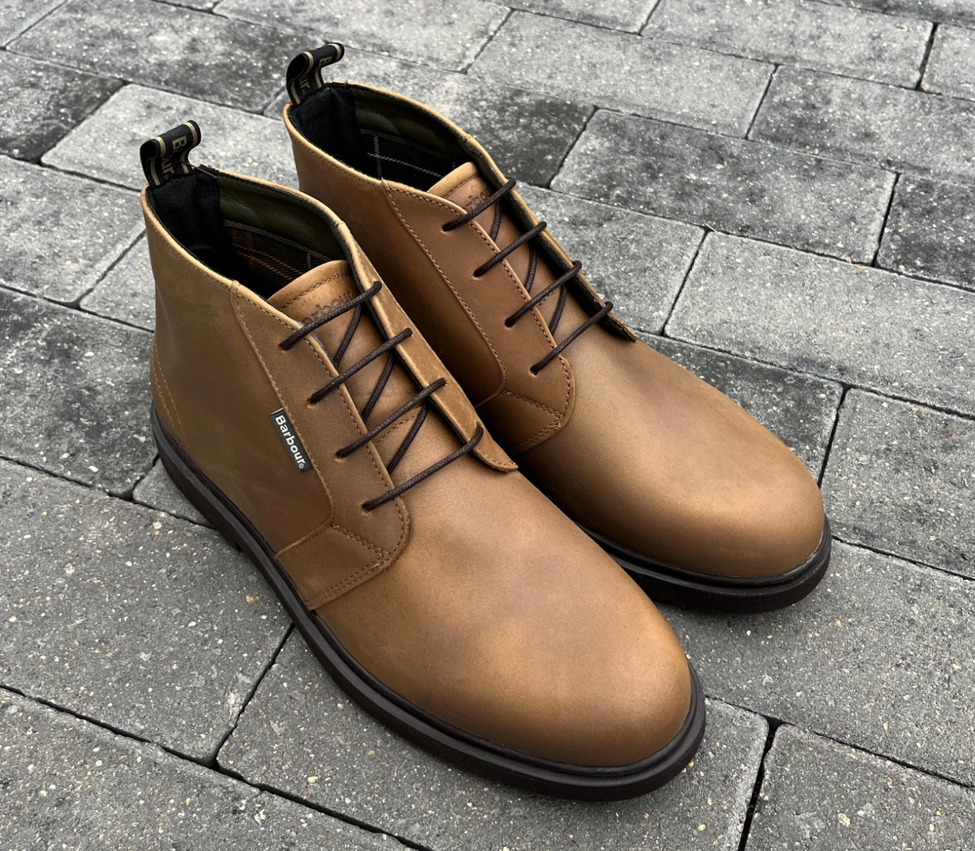 Barbour Waxy Light Brown Meays II Rubber Sole Boots