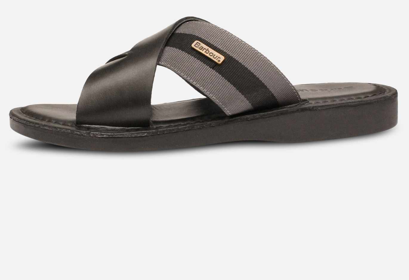 Barbour Designer Black & Grey Crossover Arlo Sandals