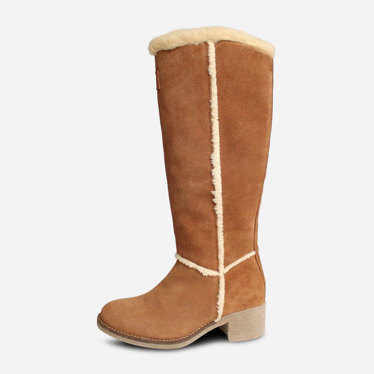 Barbour Knee High Molly Boots in Brown Suede with Heel