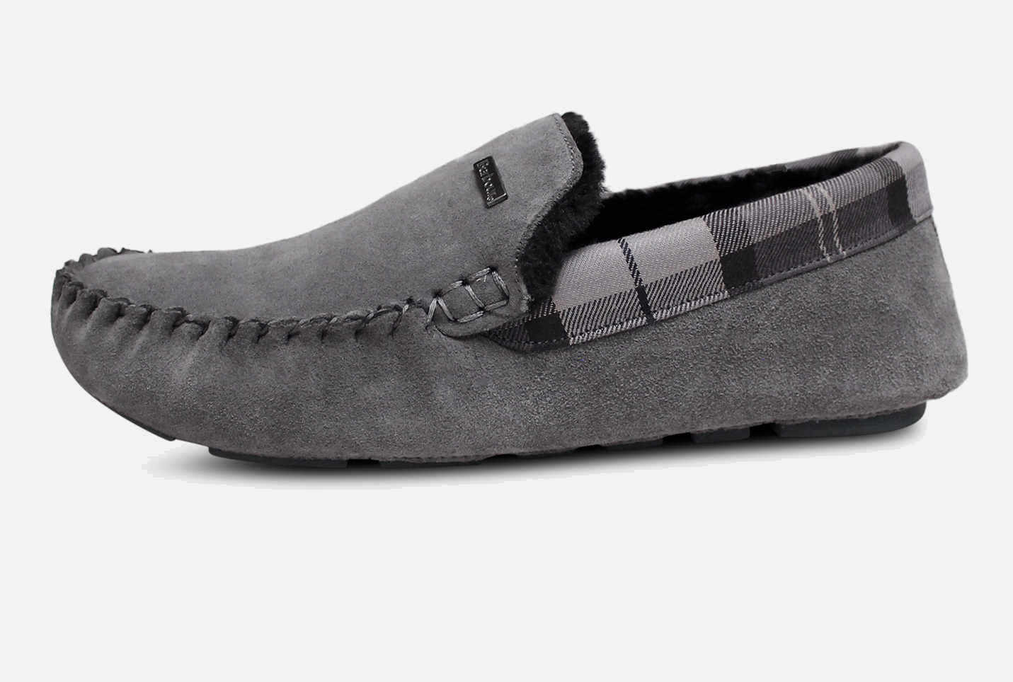 Barbour Monty Grey Suede Warm Indoor Gift Slippers