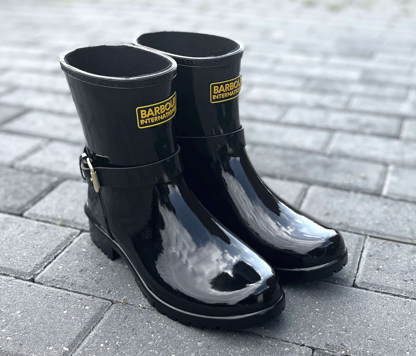 Barbour International Mugello Premium Welly Boot in Gloss Black