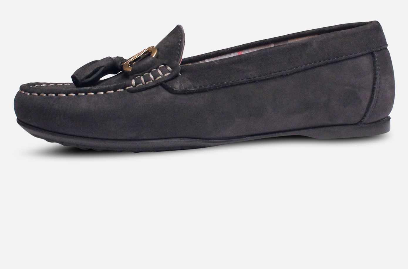 Barbour Navy Blue Tassel Loafers with Gold Trim