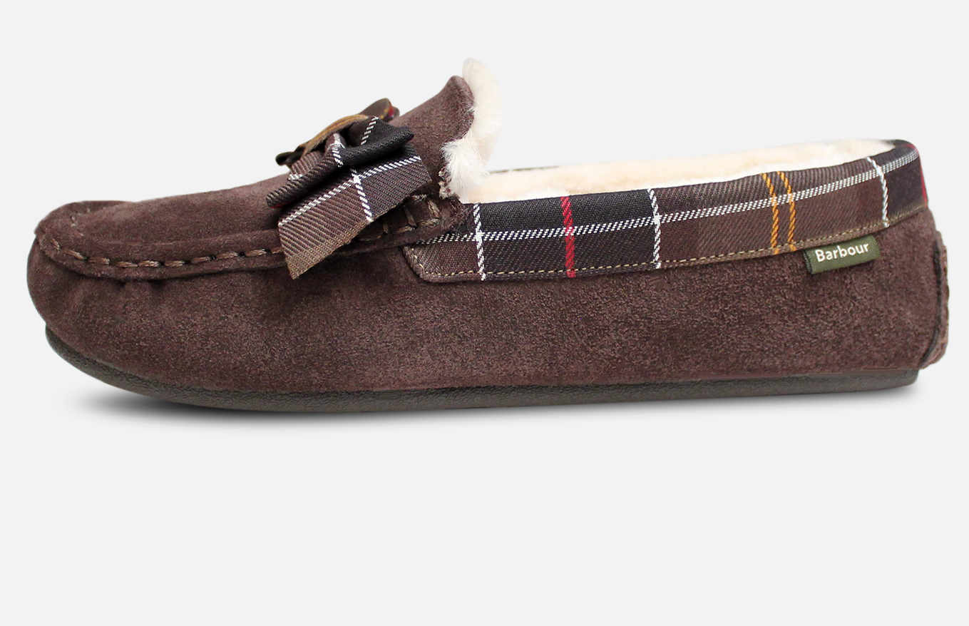 Barbour Sadie 2 Warm Lined Slippers in Brown Suede