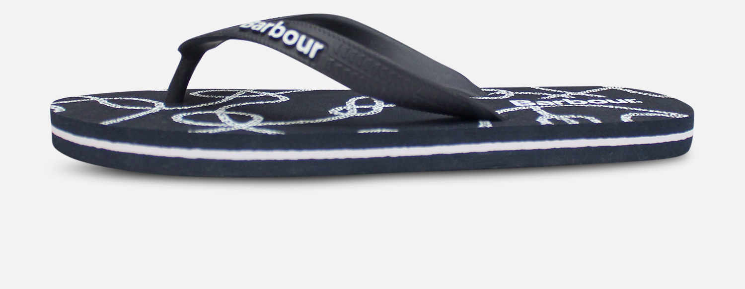 Barbour Rope Print Flip Flop Sandals in Navy Blue
