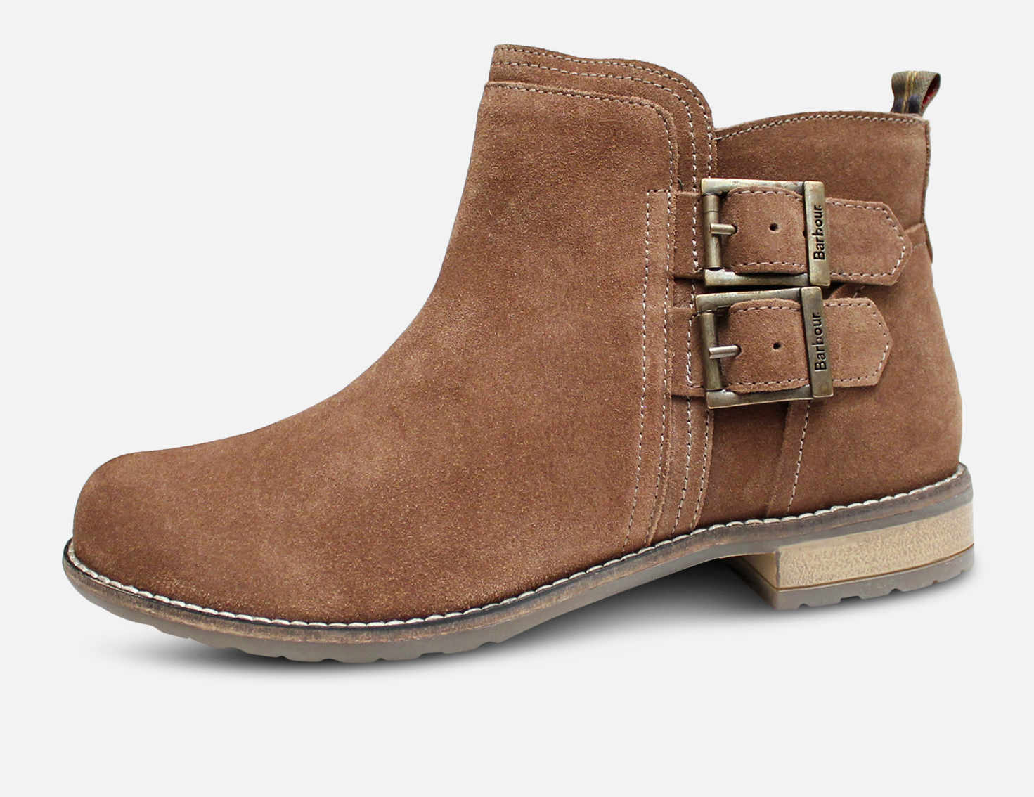 Barbour Sarah Caramel Suede Womens Buckle Boots