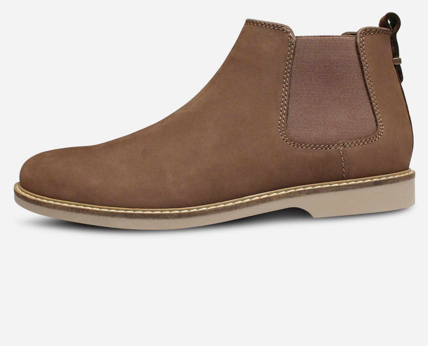 Barbour Taupe Leather Nubuck Slip On Chelsea Boots