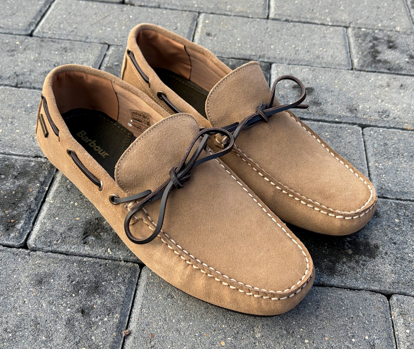 Barbour Mens Designer Taupe Suede Casual Driving Shoes