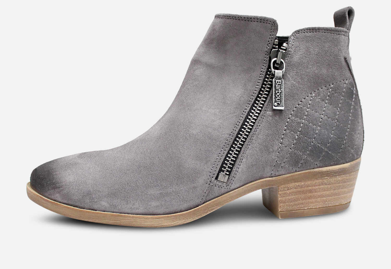 Barbour Designer Ankle Zip Boots in Grey Waxy Suede 