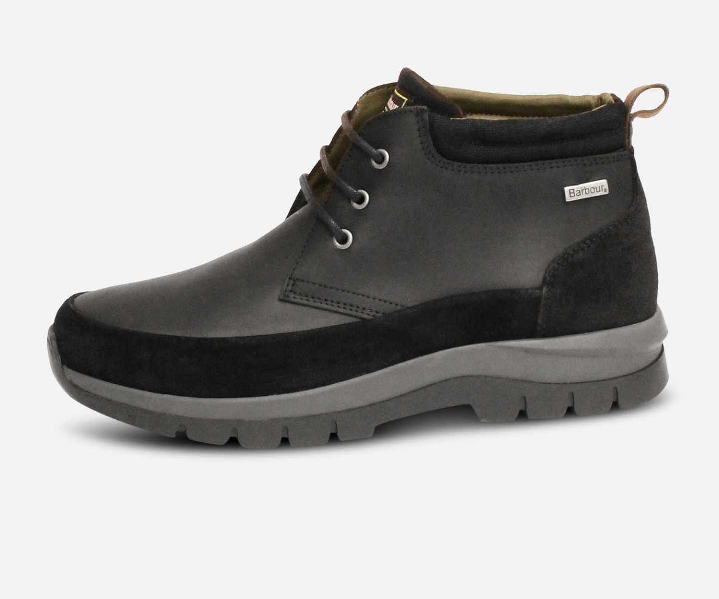 Barbour Mens Waxy Black Designer Lace Up Boots