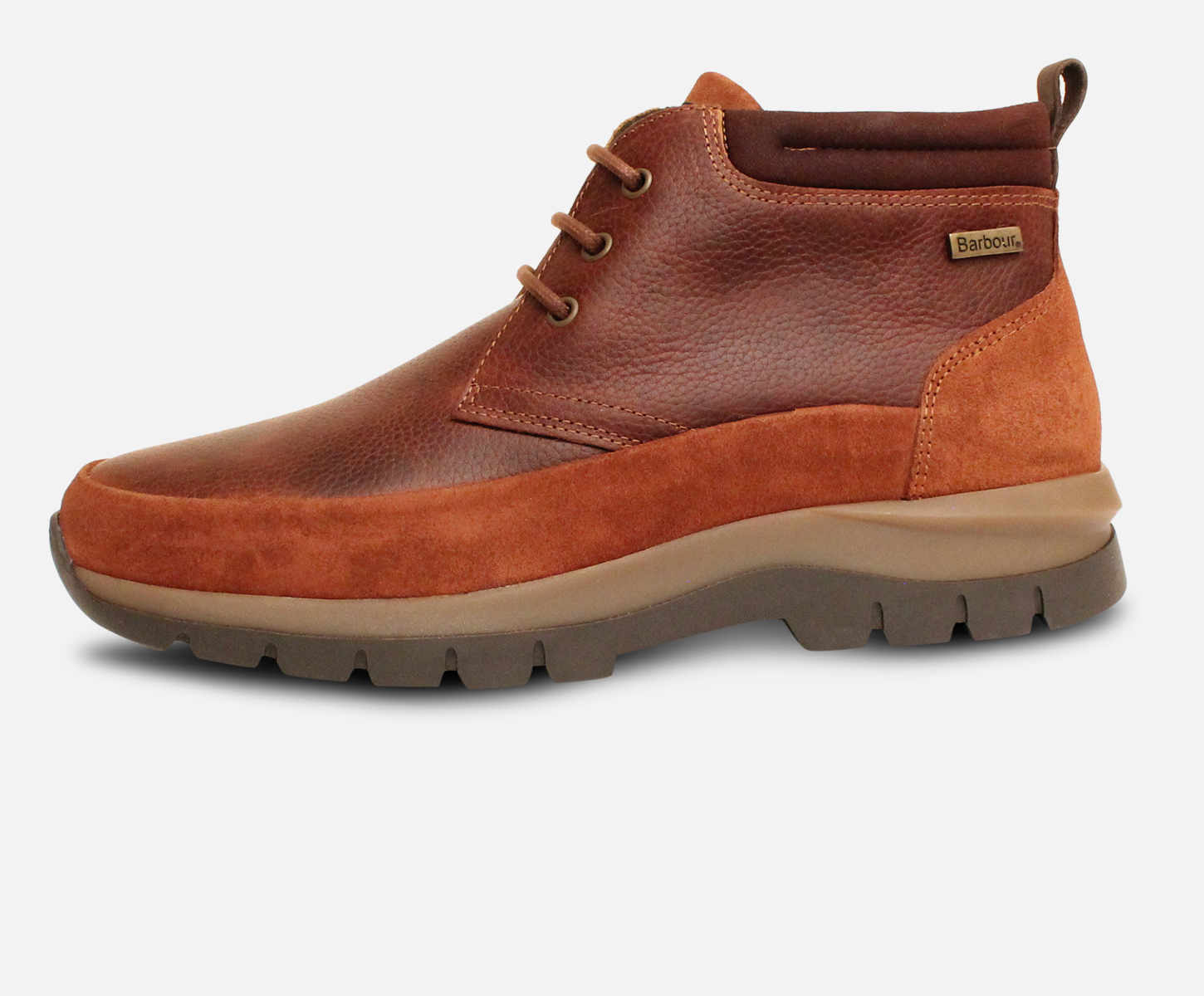 Barbour Mens Cognac Grain Designer Suede Lace Up Boots