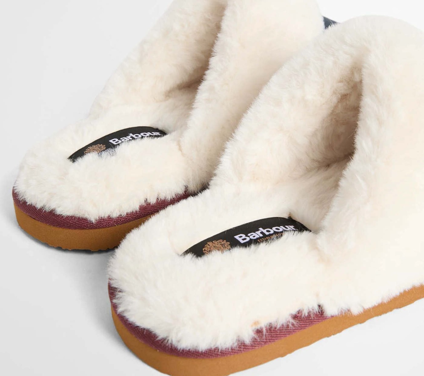 Barbour Womens Warm Fur Lined Tartan Mule Slippers