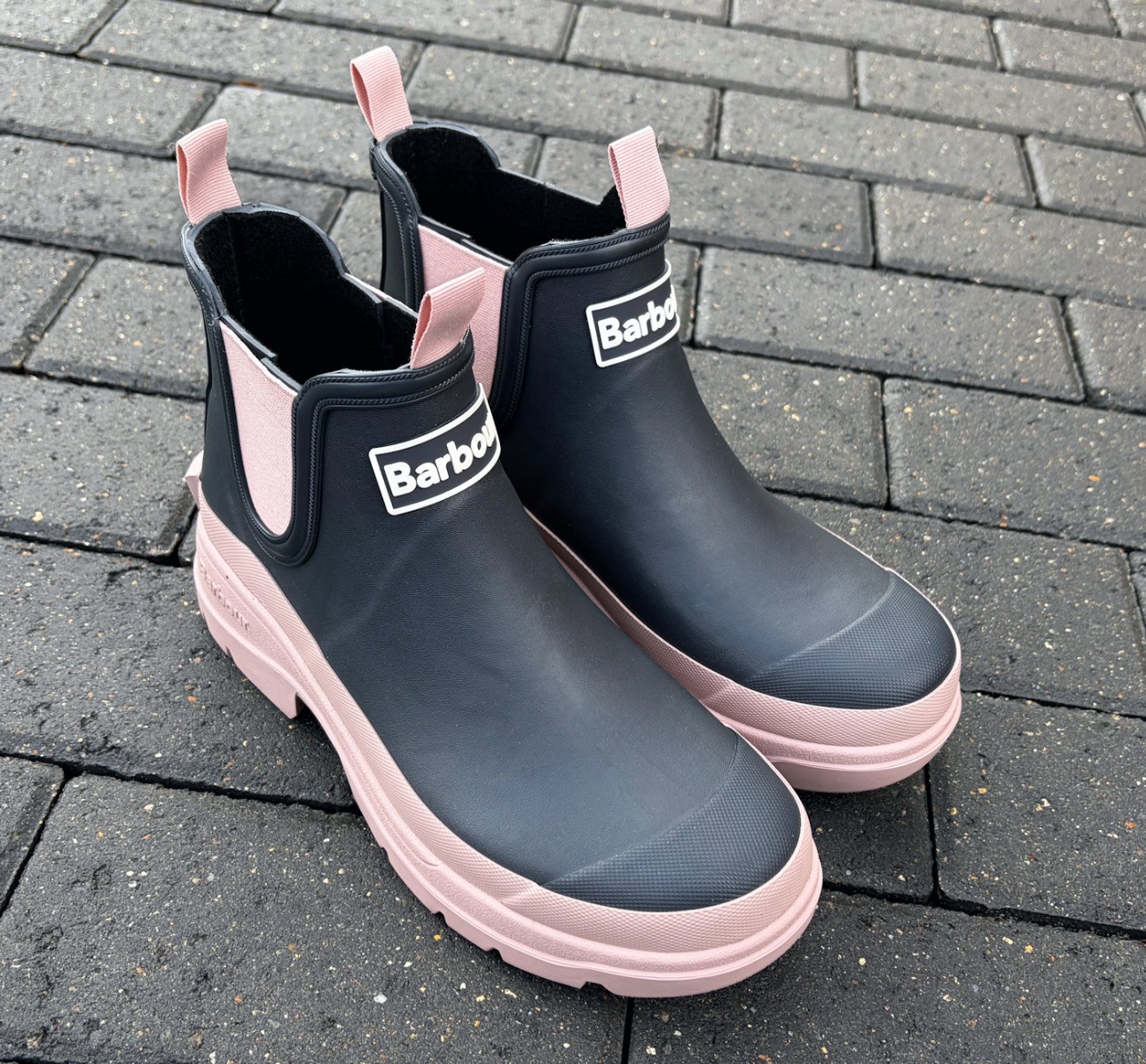 Barbour Dark Navy & Pink Waterproof Nimbus Chelsea Boot Welly