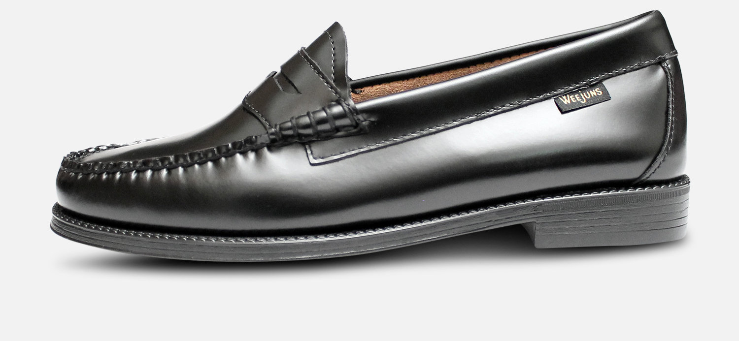 Bass Weejun II Loafers in Black Leather with Rubber Sole